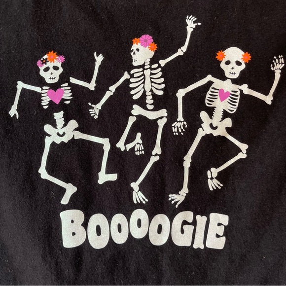 🌼 5/$25 Wonder Nation Halloween Skeleton Dance Graphic Tee Long Sleeve Black L - Picture 8 of 8